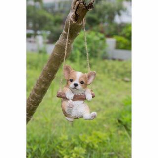 Hanging Chihuahua Puppy Dog - Life Like Figurine Statue Home Garden