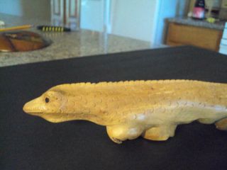 Large Burl Wood Root Hard Carved Lizard 15 Inches Id:41663