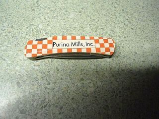 Purina Mills,  Inc Advertising Pocket Knife Checkerboard Buck 1 Blace Usa
