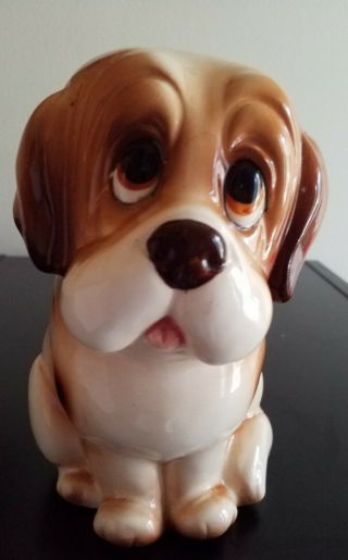 Vintage Collectable Norcrest Ceramic Beagle Dog Piggybank