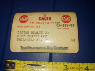 1954 Credit Card California Oil Company Metal Strip Calso Supreme