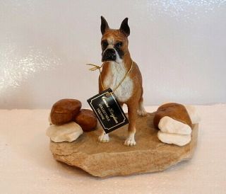 Canine Kingdom Boxer Dog Figurine On Base With Tag