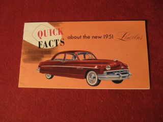 1951 Lincoln Showroom Sales Brochure Old Booklet Book Vintage