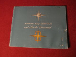 1960 Lincoln Dealer Showroom Sales Brochure Booklet Old