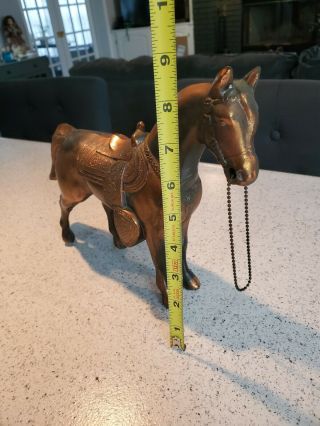 Vintage Fair Carnival Prize Metal Copper Clad Horse Figurine 12 Inch