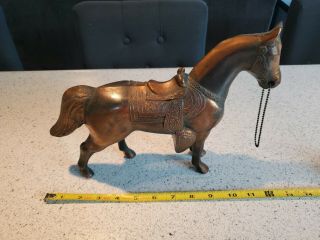 Vintage Fair Carnival Prize Metal Copper Clad Horse Figurine 12 Inch 2