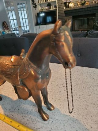 Vintage Fair Carnival Prize Metal Copper Clad Horse Figurine 12 Inch 3