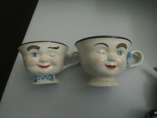 Vintage Baileys Irish Cream Set Of His And Hers Winking Face Mug Cups