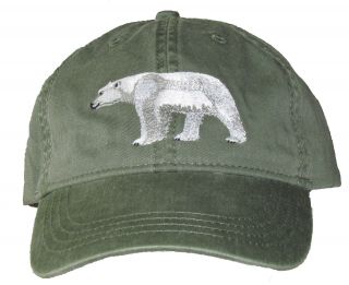 Polar Bear Embroidered Cotton Cap Hat