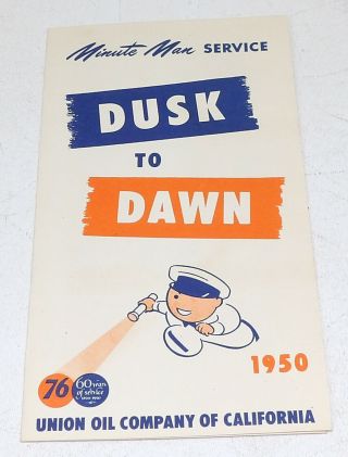 Minuteman Service Sign Paper Tri - Fold Booklet 1950 Union 76 Location Guide