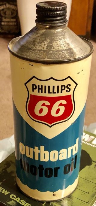 Vintage Phillips 66 Outboard Motor Oil One Quart Cone Top Can