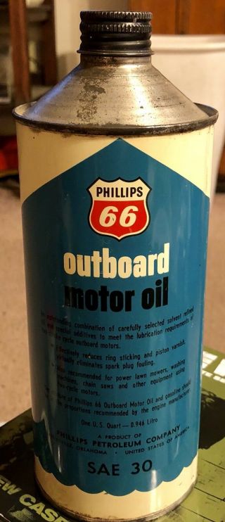 Vintage Phillips 66 Outboard Motor Oil One Quart Cone Top Can 2