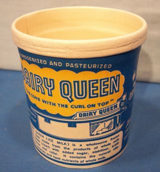 Dairy Queen 1948 One Pint Ice Cream Container The First D.  Q.  Container Ever