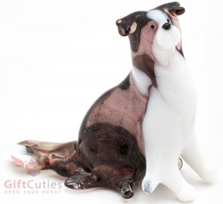 Art Blown Glass Figurine Of The Border Collie Sheltie Dog
