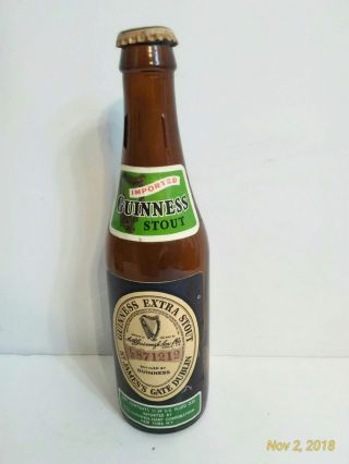 Guinness Extra Stout Beer Bottle Imported Numbered Cap Vintage Early 1980’s