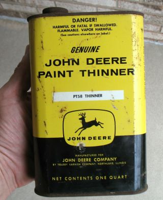 Vintage,  1950s/1960s,  John Deere Paint Thinner Can,  1 Quart,  4 - Legged Deer