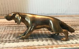 Vintage Brass Metal Hunting Dog Figurine Statue Paper Weight Irish Setter?