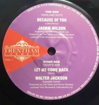 Northern Soul 45 Jackie Wilson - Because Of You/walter Jackson - Let Me Come Back - Ri