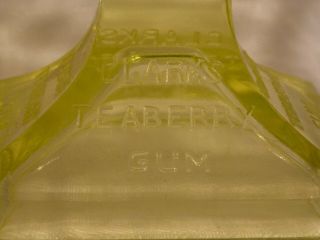 antique uranium Vaseline Glass Clark ' s Teaberry Gum Display Stand circa 1920s 2