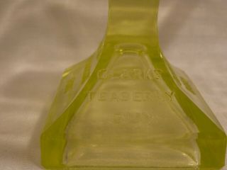 antique uranium Vaseline Glass Clark ' s Teaberry Gum Display Stand circa 1920s 4