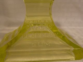 antique uranium Vaseline Glass Clark ' s Teaberry Gum Display Stand circa 1920s 6