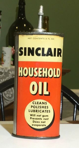 ((5 Days))  1930s Sinclair Household Handy Oiler Tin Can Lead Spout