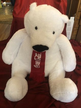2017 Coca - Cola Polar Bear Plush Stuffed - Animal Giant 30 " Inch