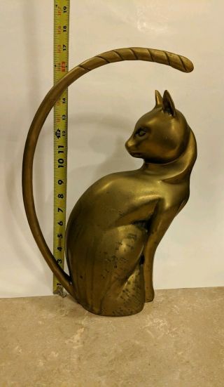Sculptural Large Brass Cat With Huge Tail (price Is O.  B.  O)