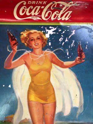 Vintage Collectible Coca Cola Metal Serving Tray (c) 1937 American art 2