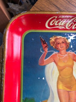 Vintage Collectible Coca Cola Metal Serving Tray (c) 1937 American art 3