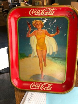 Vintage Collectible Coca Cola Metal Serving Tray (c) 1937 American art 6