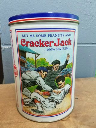 1990 Vintage Cracker Jack Metal Tin Can