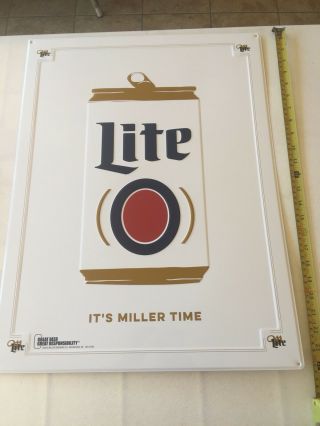 Miller Lite Tin Can Beer Display Sign Tacker