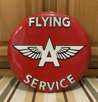 Flying A Service Sign Metal Garage Wall Decor Gas Oil Vintage Style Embossed