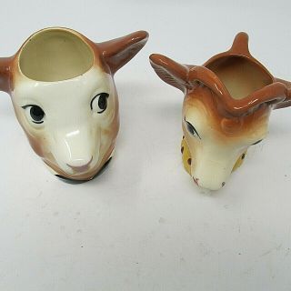 Vintage Hand Painted Borden Elsie The Cow And Elmer The Bull Creamer And Sugar B