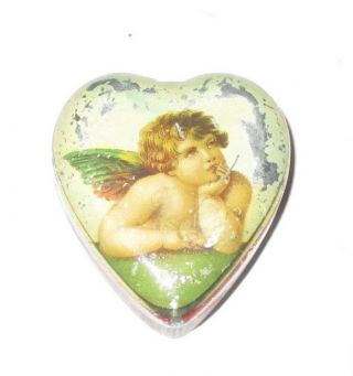 Rare Antique C.  D.  Kenny Co.  Small Heart Shaped Candy Tin Can