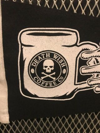 DEATH WISH World ' s STRONGEST COFFEE SKULL w Mug in Hand Pennant USA 4