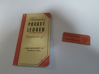Unuvintage 1948 - 49 John Deere Farmers Pocket Ledger 82nd Edition & Ticket Stub