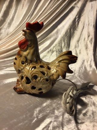 Rooster / Chicken Lamp Farmhouse Style Ceramic