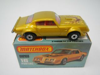Matchbox Superfast Pontiac Firebird Trans Am Gold No.  16 (1)