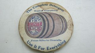 Antique Advertising Pocket Mirror 3 " Wm.  Waltke & Company Ozonite Detergent