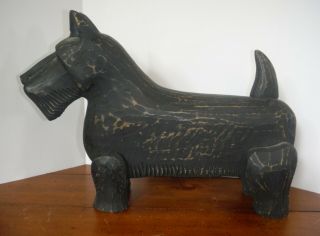 Vintage Large Wood Black Scottie Dog/scottish Terrier
