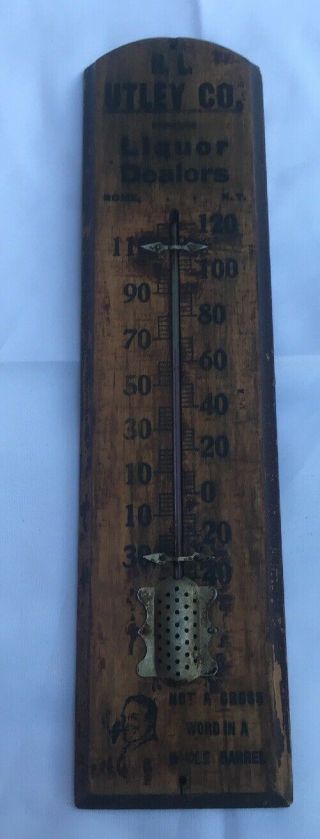 Vintage Wooden Thermometer Advertising R.  L.  Utley Co.  Liquor Dealers