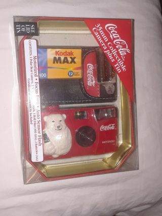 Vintage Coca Cola 35mm Collectible Bear Camera W/ Tin