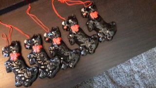 Vintage Dept 56 Black Scottie Scottish Terrier Dog Christmas Ornaments