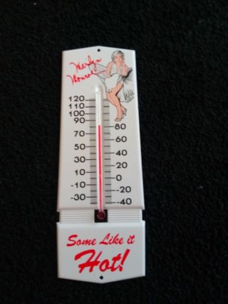 Vintage Marilyn Monroe - Some Like It Hot Sign,  Thermometer Usa 1964 Metal