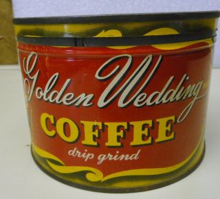 Vintage Golden Wedding Drip Grind Coffee Tin