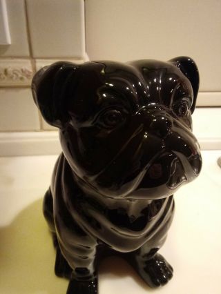 - 10 " Black Porcelain/ceramic Sitting Pug Dog Figurine.  Detail