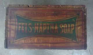 Vintage Fels - Naptha Soap Wooden Packing Crate Advertising Box 100 Bars