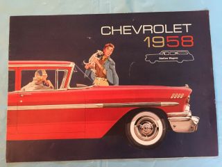 1958 Chevrolet " Station Wagons " Car Dealer Sales Brochure